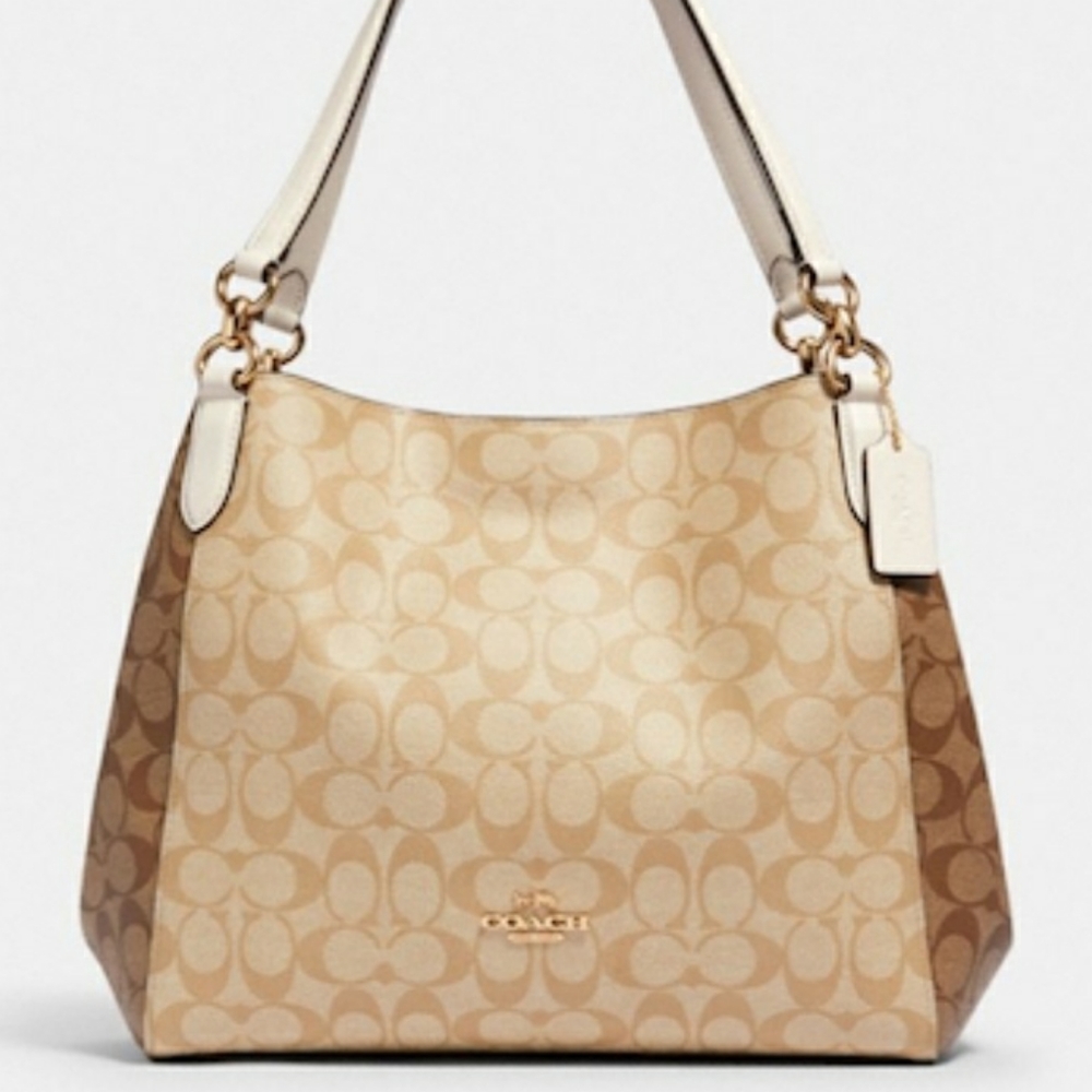 💕SOLD 💕New💚Coach Signature Snakeskin Leather Mix Shoulder Bag - Picture 1 of 6